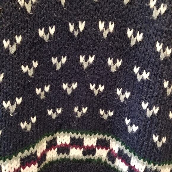 Vintage Currents Custom Knit Turtleneck Sweater Alpine Ski Resort Navy White L - Picture 5 of 11